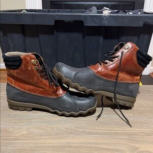 Sperry Men's Black and Brown Rain Boots